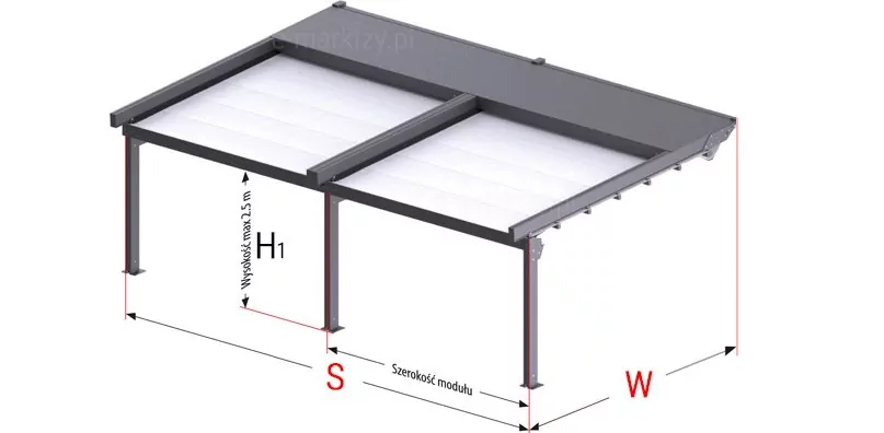 Solid selt modular wall pergola, dimensioning of a pergola in a module, selt terrace pergolas how to measure, pergola measurement