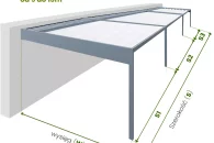 Luxury wall pergola, dimensions, measurement of the width and reach of the pergola