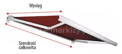 dimensions of the Presto mol terrace awning, projection width