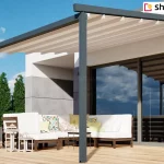 Luxo terrace pergola in anthracite with beige fabric