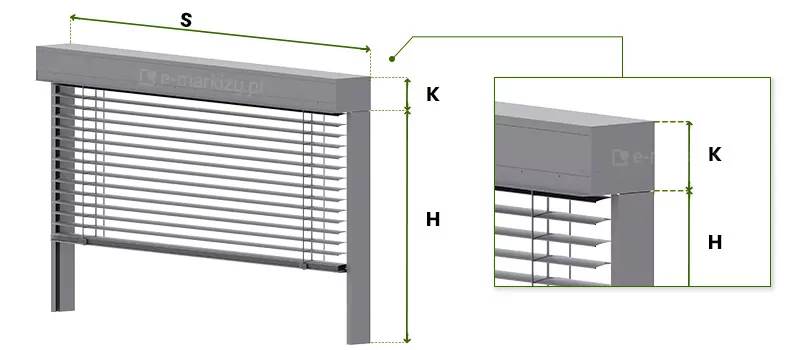 External blinds -facade-c80-box dimensioning