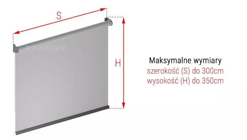 Open Roller Sun Screen XL MA Selt dimensioning, Open Roller Sun Screen measurement, Open Roller Sun Screen dimensions