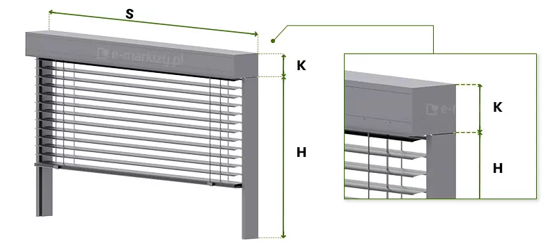 Exterior Venetian Blinds Z90 Box Selt flush-mounted sizing, how to measure Venetian Blinds