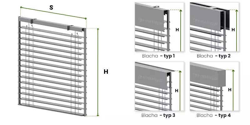 Exterior Venetian Blinds Z90 dimensions, how to measure slatted blinds, Exterior Venetian Blinds Z90 measurement