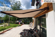 Presto mol awning cover for the terrace in a cassette that protects the rolled fabric and the winding mechanism