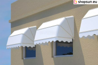 A block of basket awnings with advertising prints is an effective way to catch the eye of a potential customer