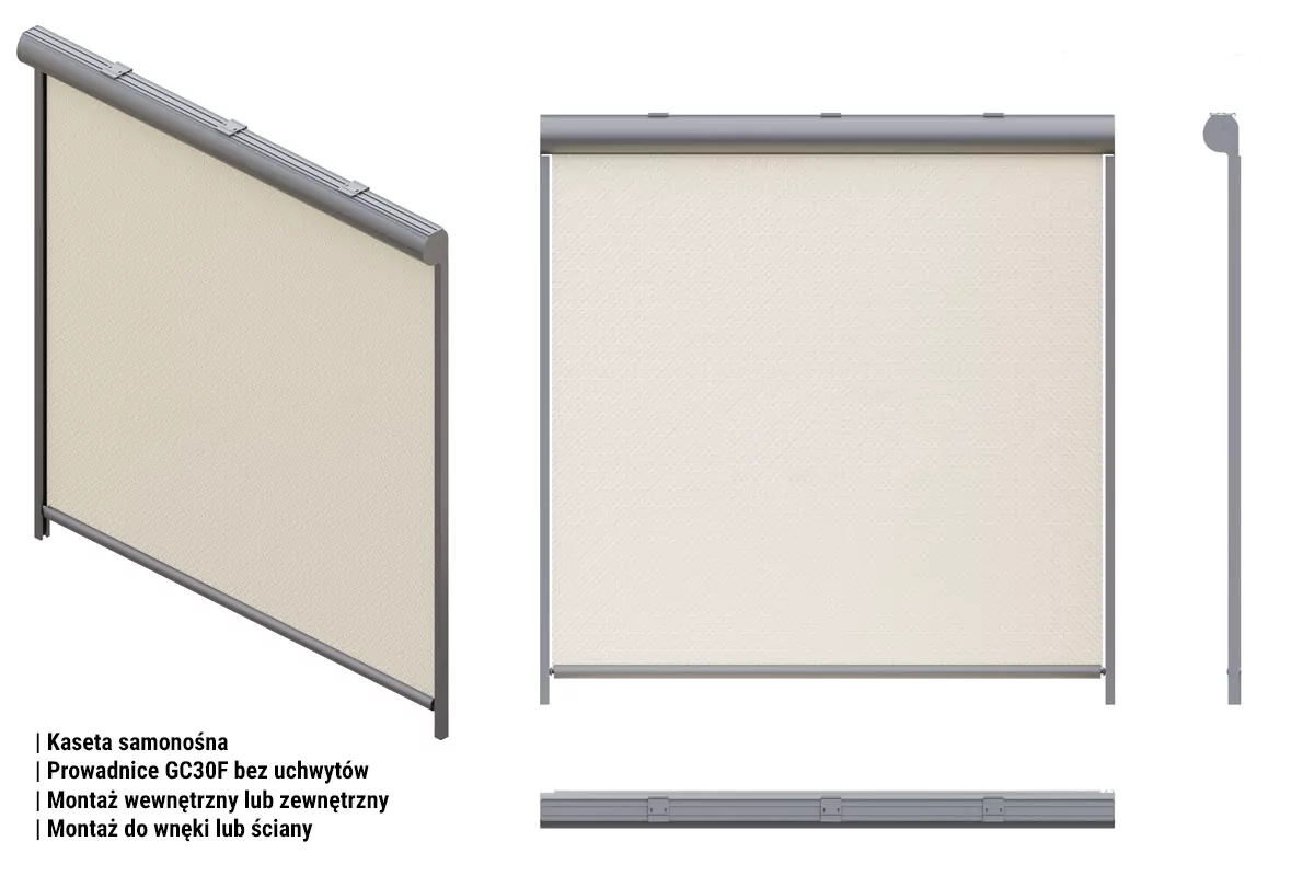 R103 guides gc30f without handles, Cassette Sun Screen 103 mounting methods