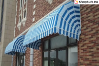 A block of basket awnings with advertising prints is an effective way to catch the eye of a potential customer