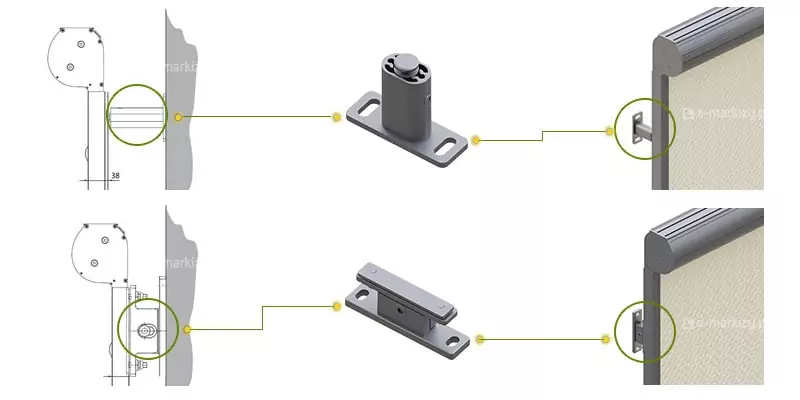 Cassette Sun Screen 103 guide on handles, wall handles