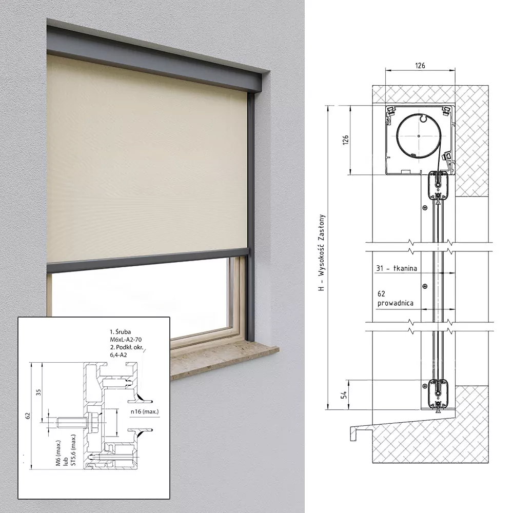 Aluminum guides mounted from the side (recessed)