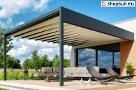 Wall pergola with fabric roof, luxury pergola controlled by remote control