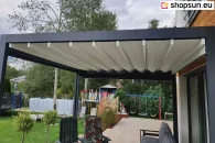 Wall pergola with fabric roof, luxury pergola controlled by remote control