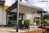 Wall pergola with fabric roof, luxury pergola controlled by remote control