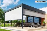 Wall pergola with fabric roof, luxury pergola controlled by remote control