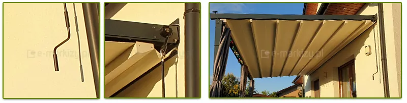 Luxo Wall Pergola - manual control with a crank