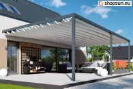 Wall pergola with fabric roof, luxury pergola controlled by remote control