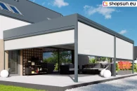 Wall pergola with fabric roof, luxury pergola controlled by remote control