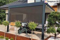 Wall pergola with fabric roof, luxury pergola controlled by remote control