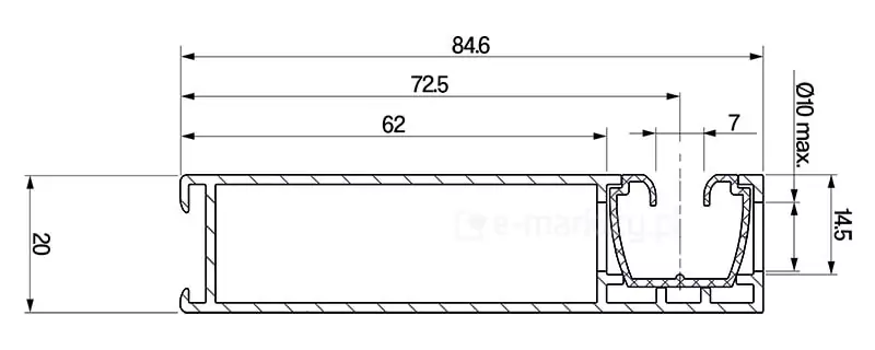 Venetian Blinds slatted C80 type of guides, C80 Selt door frame guides installation in a recess