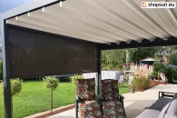 Wall pergola with fabric roof, luxury pergola controlled by remote control
