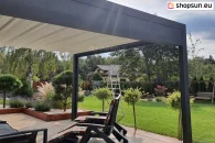 Wall pergola with fabric roof, luxury pergola controlled by remote control