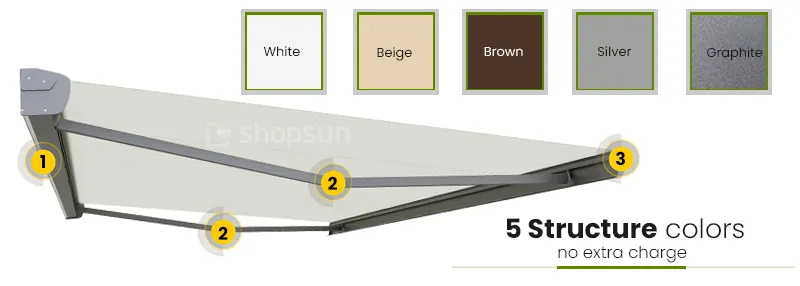 terrace awning frame colors, selt awning frame colors