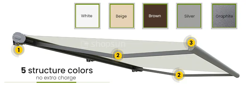 Terrace awning frame colors, Selt awning frame colors