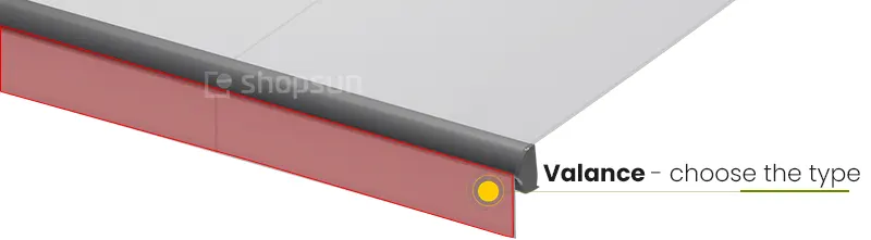 Type of valance, Palladio awning valance, awning with valance, type of valance for awning