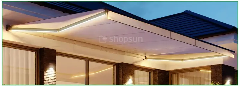 LED lighting, lighting for awnings, LED strip for patio retractable awning, illuminated patio retractable awning Malta, patio retractable awning with strip lighting, awning accessories - LEDs