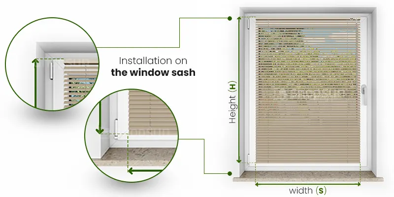 Aluminum shutter installation on the window sash, measurement