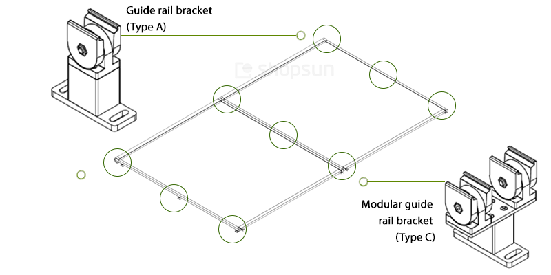 For the installation of Veranda V ZIP, brackets A and C are typically used. Other brackets are used only in unusual situations and are available upon individual order.