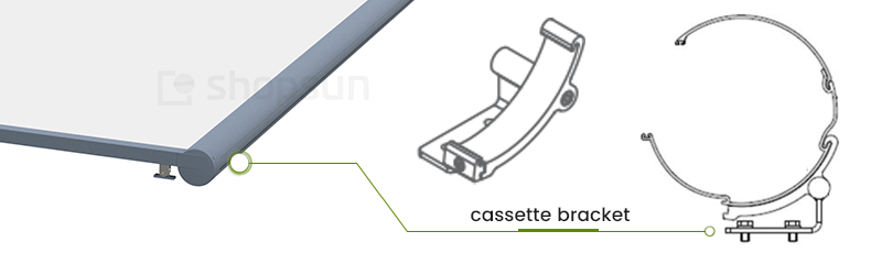 The cassette bracket of the veranda awning is mounted to the wall